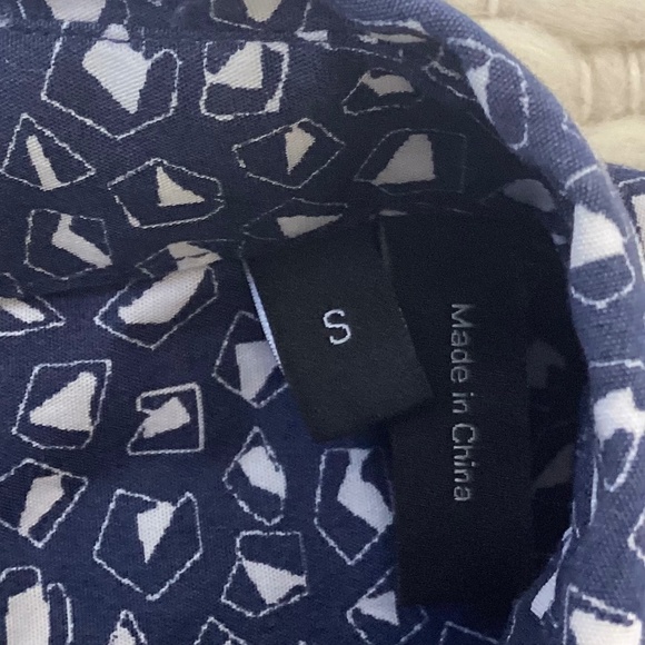 Theory Mens Button Down Irving Short Sleeve Shirt Cotton Small Navy Blue White - Picture 4 of 6